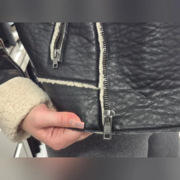 Leather-Effect Shearling Lining Jacket Fall - Picture 12 of 16